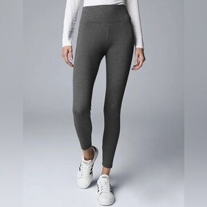 Simply Vera Wang Gray Fleece Lined Leggings Cotton High Rise Smoothing EUC